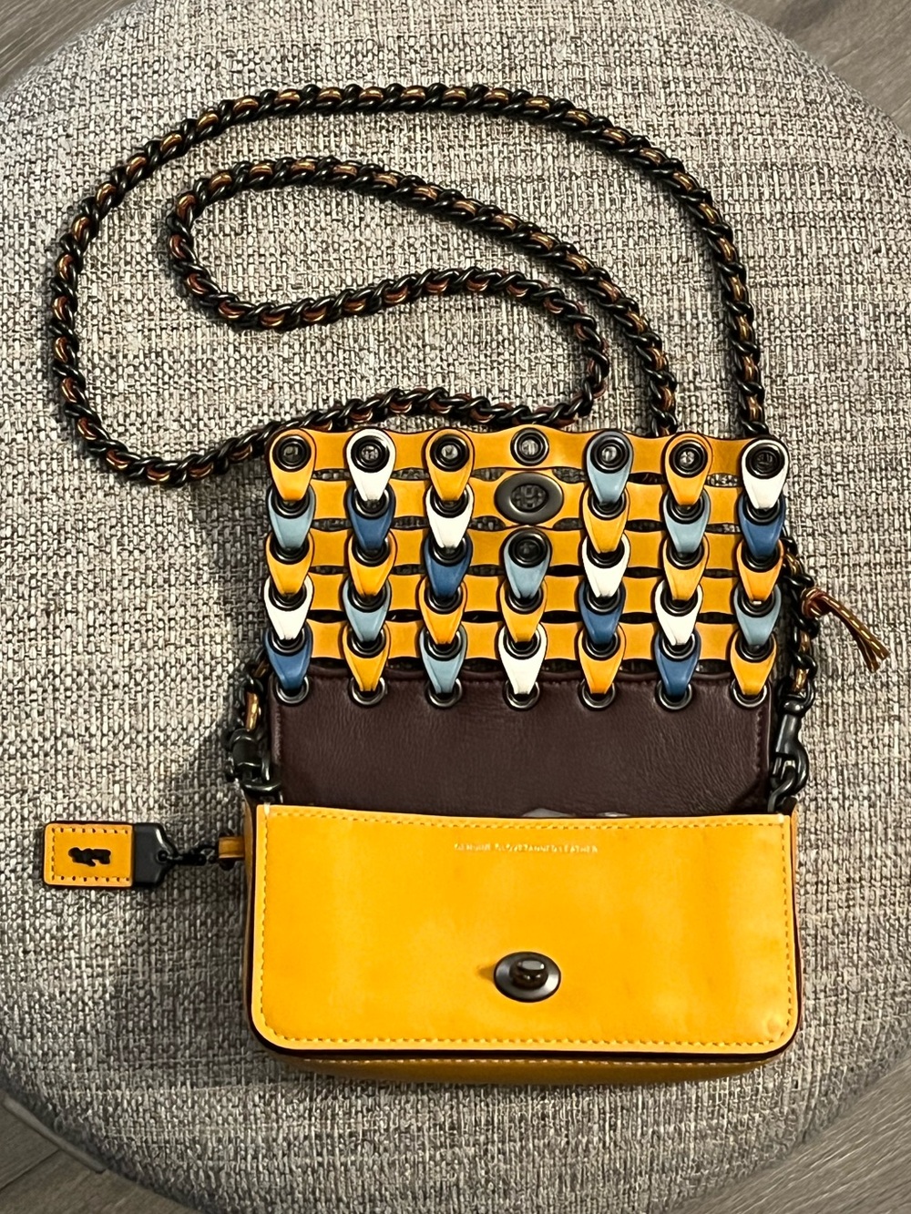 Coach 1941 Link Dinky Kisslock colorful eyelet crossbody gunmetal chain NWOT - Picture 2 of 16